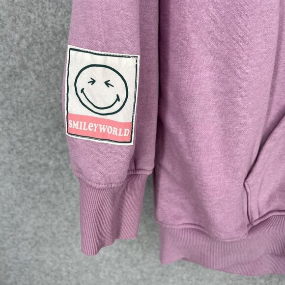 Smiley World x H&M Kids Oversized Graphic Full Zip Hoodie Size XL Purple Happy - Picture 5 of 16